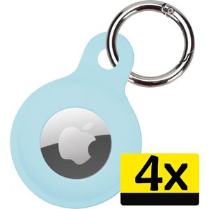Hoesje Geschikt voor Apple AirTag Hoesje Sleutelhanger Houder - Siliconen Hoesje Geschikt voor Apple AirTag Hoesje - Lichtblauw - 4 Stuks