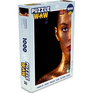 Puzzel Make up - Goud - Vrouw - Luxe - Glitter - Kunst - Legpuzzel - Puzzel 1000 stukjes volwassenen