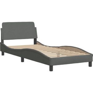 vidaXL - Bedframe - met - hoofdbord - stof - donkergrijs - 90x200 - cm