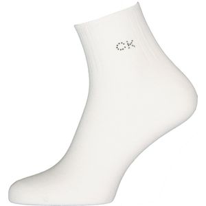 Calvin Klein damessokken Allison (1-pack) - enkelsokken met kristal logo - wit - Maat: One size