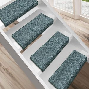FLOORDIREKT Trapmat London - Zelfklevend & Antislip - Set Van 15 - Groen - 23,5 x 65 cm Rechthoekig
