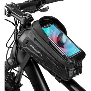 Fietsframetas, stuurtas, waterdicht, telefoontasje voor smartphone tot 6,8 inch met TPU-gevoelig touchscreen voor mones, racefiets, e-bikes
