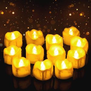 LED Theelichten voor Feesten - 12 Stuks Flikkerende Kaarsen op Batterij voor Woondecoratie