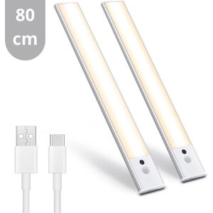 LED's Light Oplaadbare kastlampen met sensor 80 cm - Duopack - Draadloos met bewegingssensor - Wit