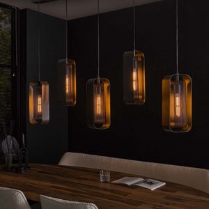 Hanglamp mesh rotate | 5 lichts | Artic zwart | 145x20x150 cm | in hoogte verstelbaar | industrieel ontwerp | woonkamer / eetkamer | modern / design verlichting