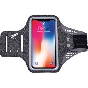 Geschikt voor iPhone X hardloop telefoonhouder – armband - sportband - van stof - Zwart