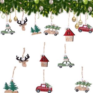 12 Stukken Kerst Hanger Decoratie Houten Kersthanger voor Slaapkamers Woonkamers Kantoren Etalages Cafés Restaurants(3 Kleuren)
