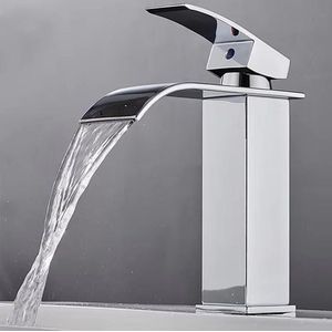 Fonteinkraan - Drinkkraan Waterval Roestvrij Staal Eengreepsmengkraan Warm Koud Verstelbaar Modern Vierkant Design Chromen Afwerking