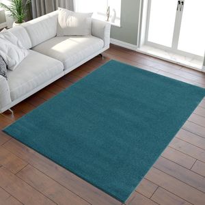 Laagpolig tapijt voor de woonkamer, effen moderne tapijten voor de slaapkamer, werkkamer, kantoor, hal, kinderkamer en keuken, donkerblauw, 80 x 150 cm