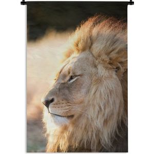 Wandkleed Leeuw - nieuw - Profiel van een leeuw Wandkleed katoen 120x180 cm - Wandtapijt met foto XXL / Groot formaat!