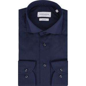 Profuomo - Twill Overhemd Extra Lange Mouwen Navy - Heren - Maat 40 - Slim-fit