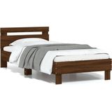 vidaXL - Bedframe - met - hoofdbord - zonder - matras - bruin - eikenkleur - 75x190 - cm