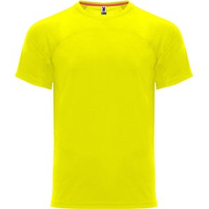 Fluor Geel unisex snel drogend Premium sportshirt korte mouwen 'Monaco' merk Roly maat XL