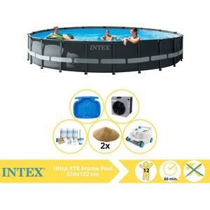 Intex Ultra XTR Frame Zwembad - Opzetzwembad - 610x122 cm - Inclusief Onderhoudspakket, Filterzand, Zwembad Stofzuiger, Voetenbad en Warmtepomp CP