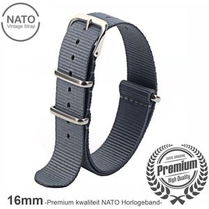 Stijlvolle 16mm Premium Nato ""Grijs"" Horlogeband: Ontdek de Vintage James Bond Look! Perfect voor Mannen, uit onze Exclusieve Nato Strap Collectie!