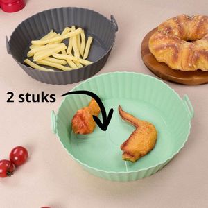 Zi.NU Airfryer Siliconen Bakjes (2 stuks ) 20cm - Airfryer silicone Accessoires - lichtgroen - W010