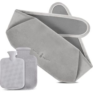 1.2 liter rubberen warmwaterflesriem-zachte pluche tailleband-nek schouder rug benen en tailleverwarming-grijs-pijnverlichting