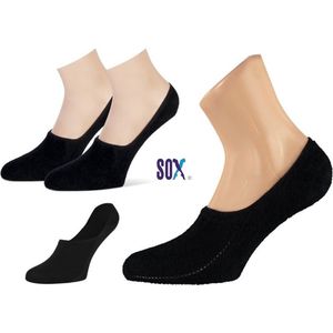 SOX Sneakersokken 3 PACK Kousenvoetjes Perfect Fit no show met lichte badstof 35/38 Zwart met voorgevormde hiel en zonder teennaden