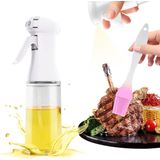 Rolin Roly Olie Sproeier Dispenser Olijfolie Fles Sprayer, Roze Borstel Witte Azijn Olijfolie Glazen Fles 200ml Keuken Gadgets voor Air Fryer Koken Salade Bakken BBQ (Wit)