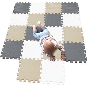 18-delige Puzzelmat voor Baby's en Kinderen - Kruipmat EVA Schuim Mat - Speelmatten met Dierenprint