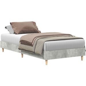 vidaXL - Bedframe - 90x200 - cm - Betongrijs - Gemaakt - van - Hout