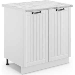 Vicco Fame-Line Keuken Wastafelkast – 80 cm , WB Marmer Wit Landhuis , WB Marmer