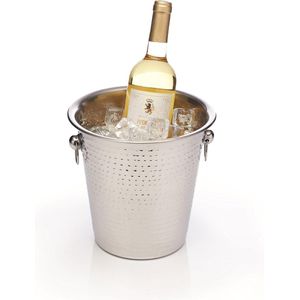 roestvrijstalen wijn/champagnekoelemmer, 21 x 20,5 x 21 cm (8,5"" x 8"" x 8,5"") - gehamerde afwerking