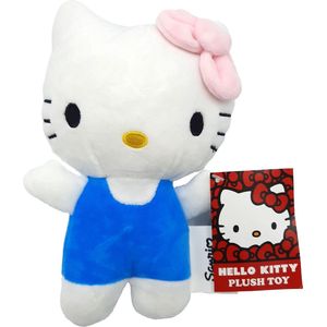 Hello Kitty - Knuffel - Sanrio - Handjes omhoog - Pluche - Blauw - 20 cm