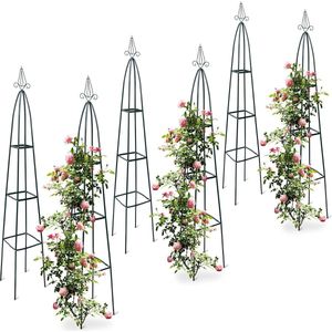 Relaxdays 6 x obelisk rankhulp – metaal - 2 meter – ranken – rozenboog - klimplanten