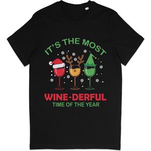 Dames en Heren T Shirt Kerstmis  - Zwart - Maat XL