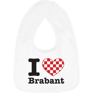Hospitrix Baby Slabbetje met Tekst I Love Brabant"" | 0-3 maanden | Wit | Cadeau voor Zwangerschap | Provincies Nederland | Brabant