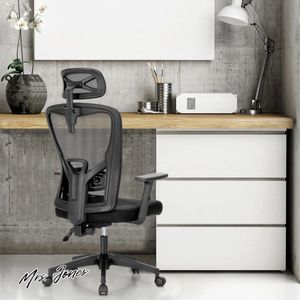 Mrs. Jones Ergonomische Bureaustoel Hoge Rug Mesh Computer Stoel Task Stoel met Verstelbare Hoofdsteun Armsteun en Lumbale Ondersteuning Werkstoel Draaistoel Executive Stoel Thuiskantoor - Comfortabele Zitting Verstelbaar .