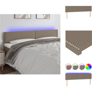 vidaXL Klassiek LED-hoofdbord - Bedhoofdeinde in Taupe - 200 x 5 x 78/88 cm LED-strip - Verstelbare Hoogte - Bedonderdeel