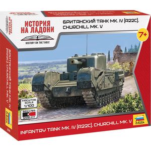 1:100 Zvezda 6294 Infantry Tank Mk. IV (A22C) Churchill Mk. V - Snap Fit Kit Plastic Modelbouwpakket