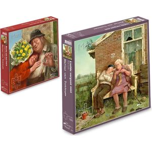 2 x Marius van Dokkum puzzels 1000 stukjes ""Recht uit het hart"" en ""Liefde vergaat niet