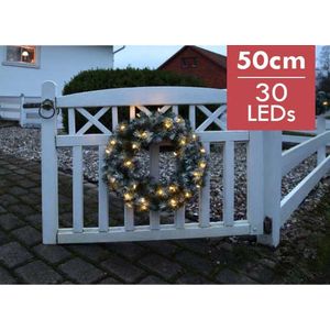 Verlichte Kerstkrans ""Edmonton"" 50cm -Ook geschikt voor buiten -lichtkleur: Warm Wit -met stekker -Kerstdecoratie