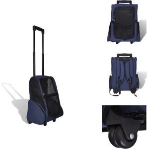 vidaXL Huisdierentrolley - Inklapbaar - Lichtgewicht - Geventileerd - Blauw - 40x25x53cm - 10kg draagvermogen - Draagtas