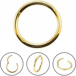 Fako Bijoux® - Chirurgisch Stalen Ring Piercing - Diameter 10mm - Dikte 1.2mm - Ringetje geschikt voor Helix, Tragus, Septum, Lip, Neus & Wenkbrauw - Goudkleurig