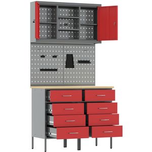 vidaXL - 5-delige - Werkbankset - Rood - Staal