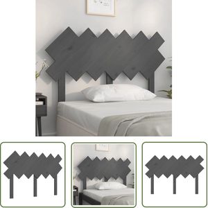 The Living Store Hoofdbord 122,5x3x80,5 cm massief grenenhout grijs - Hoofdboard - Hoofdeinde - Bedding - Slaapkamerdecoratie - Hout