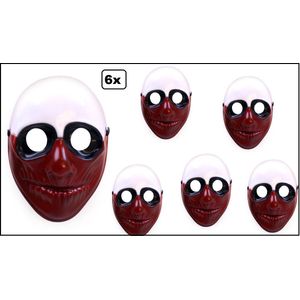 6x Masker met bloody face - Halloween horror creepy bloed thema feest party