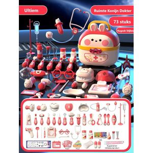 73-delige set-dokter speelgoedset/meisjes stethoscoop dokter spelen injectie baby medische kit/verjaardag-vakantiecadeau/rood