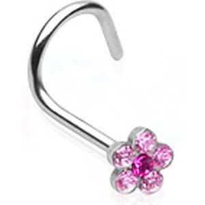 Neuspiercing bocht bloem roze