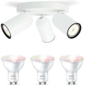 Philips myLiving Pongee Opbouwspot Wit- 3 Lichtpunten - Spotjes Opbouw Incl. WiZ GU10 - Gekleurd Licht - Bluetooth