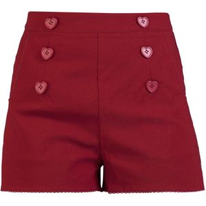 Voodoo Vixen Heart Button Shorts Korte broek rood XXL Polyester Dames - Rockabilly