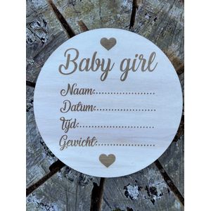 Geboortebord Baby girl - Invulbord - Geboorte - Babyshower