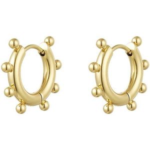 Yehwang - Dames oorbellen - Goudkleurig stainless steel - Kleine bolletjes ringetjes