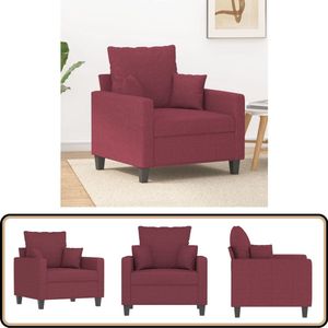 vidaXL Fauteuil - Stof - Wijnrood - 60 cm Fauteuil - Lounge Stoel - Rode Stoffen Fauteuil - Designstoel - Vintage Fauteuil