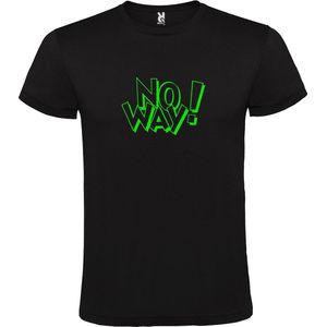 Zwart T-shirt ‘No Way!’ Groen Maat XS