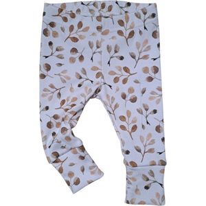 Meegroeibroekje Baby 62/74 - Biologisch & Duurzaam - Rib Stof met Blaadjesprint - Unisex Legging